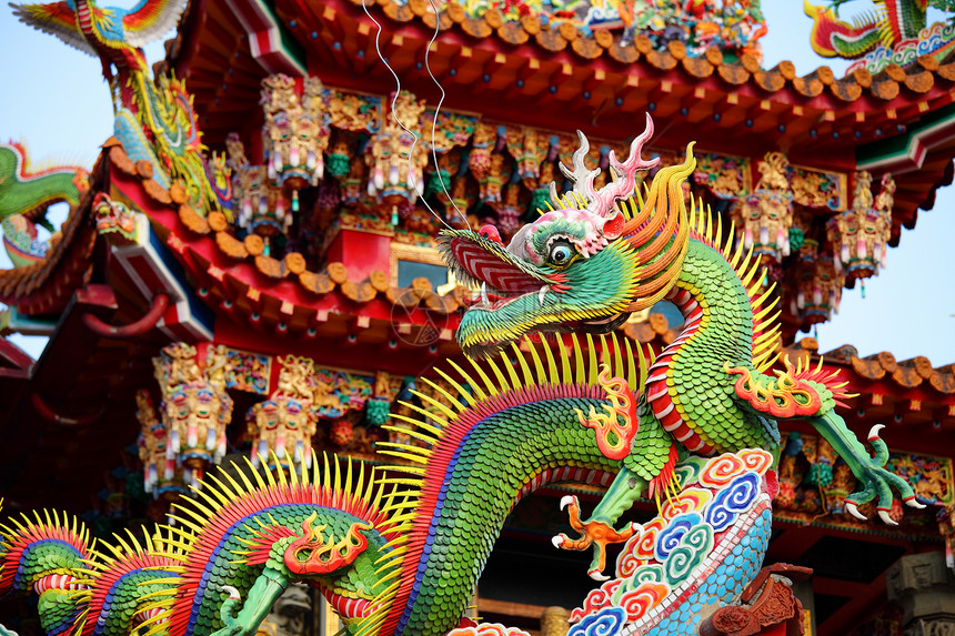 亚洲神庙龙警卫艺术运气建筑学力量庆典雕塑传统文化宗教图片