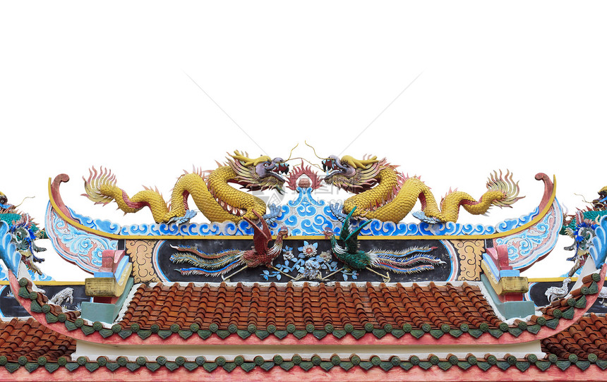 寺庙屋顶上的中国龙图片