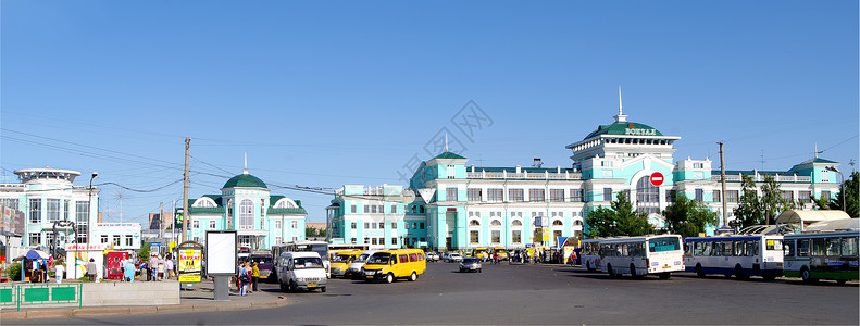 特尼俄罗斯奥姆斯克火车站全景背景