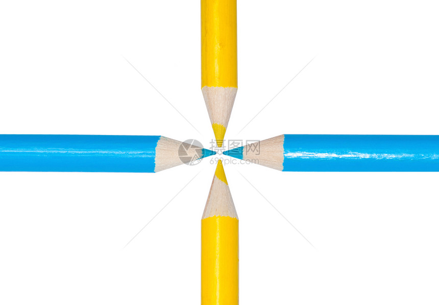 蓝 黄铅笔图片