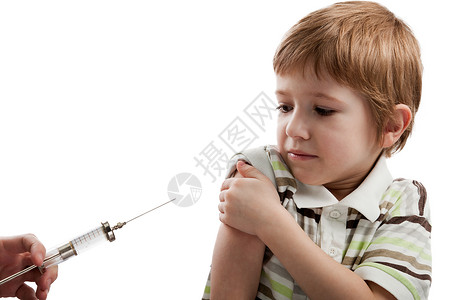 Syringe 注射儿童男生疫苗疼痛孩子手臂肩膀卫生抗生素流感医院背景图片