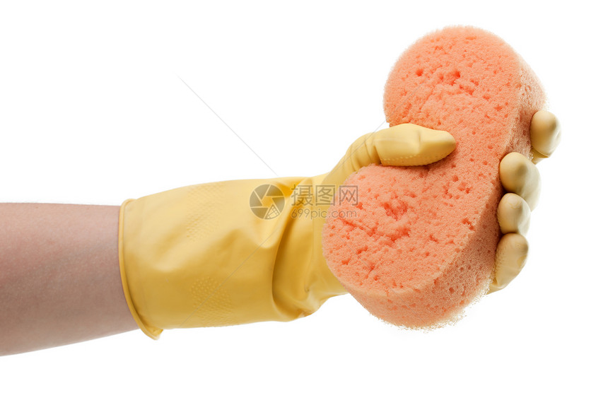 清洁手套和海绵手臂家务洗涤打扫工作服家庭消毒洁净塑料泡沫图片