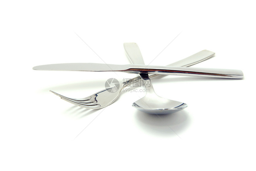 叉子 勺子和刀乐器早餐银器设置镜子服务奢华烹饪命令金属图片