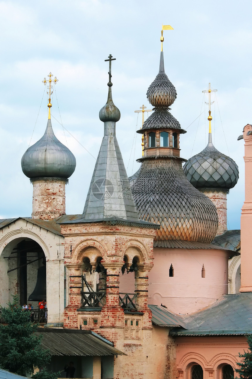 罗斯托夫克里姆林宫信仰旅行游览钟楼白色崇拜穹顶木头寺庙教会图片