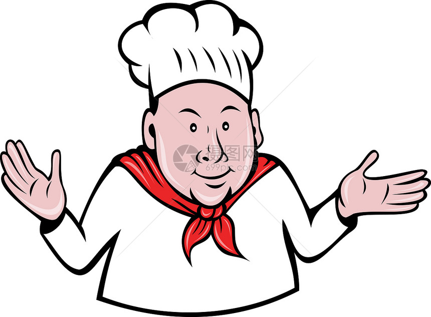厨师烤面包师伸出手手指男性工人插图手臂男人帽子图片