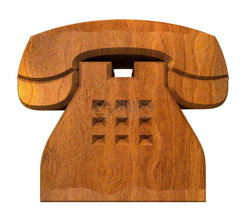 木头  3D 的电话符号铃声技术红色扬声器插图反光拨号紧迫感办公室通讯图片