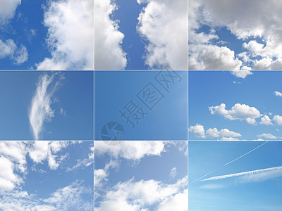 蓝色天空拼贴图云景拼贴画白色天气背景图片