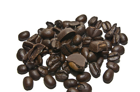 烤咖啡豆巧克力白色黑色咖啡背景图片