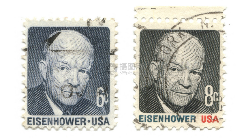 美国艾森豪威尔的邮票雕像邮资自由邮政邮差集电极红色邮件邮戳收藏品图片