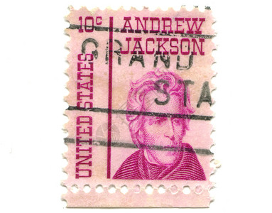 美国十美元的旧邮票高清图片