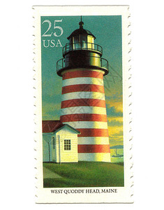 美国与灯塔公司发行的旧邮票邮资集电极质量邮戳收藏品邮件邮政灯塔邮差背景图片