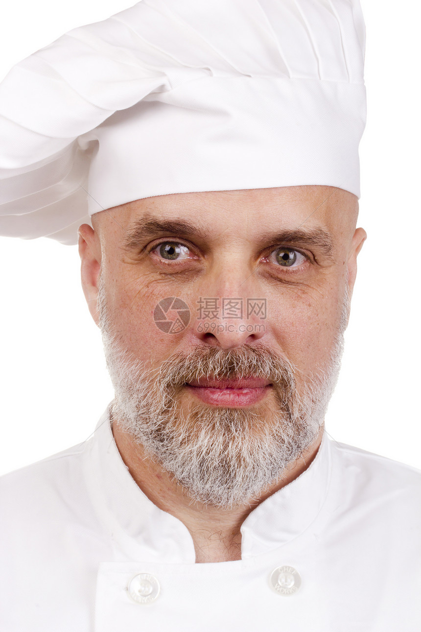 厨师的肖像面包师商业成人帽子服装工作服剪裁烹饪工人情感图片