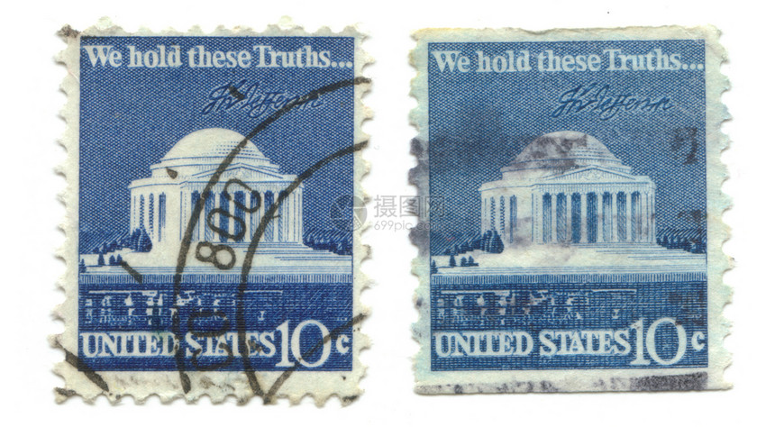 来自美国圣殿的旧邮票图片