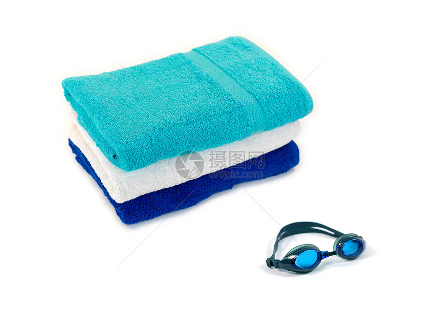 护戈镜游泳者白色水池浴缸蓝色眼镜橡皮带子风镜反射图片