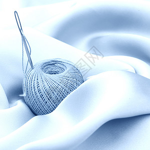 线白色织物投标蓝色裁缝衣服爱好纺织品手工业维修背景图片