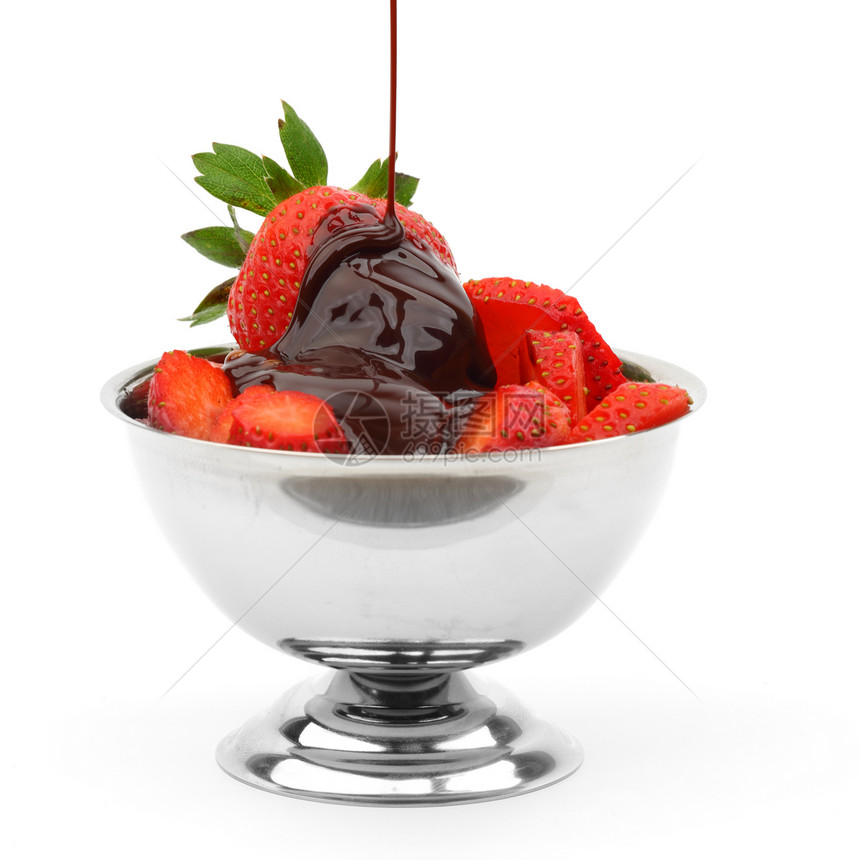巧克力中的草莓堆水果植物食物季节小吃甜点早餐浆果庆典可可图片