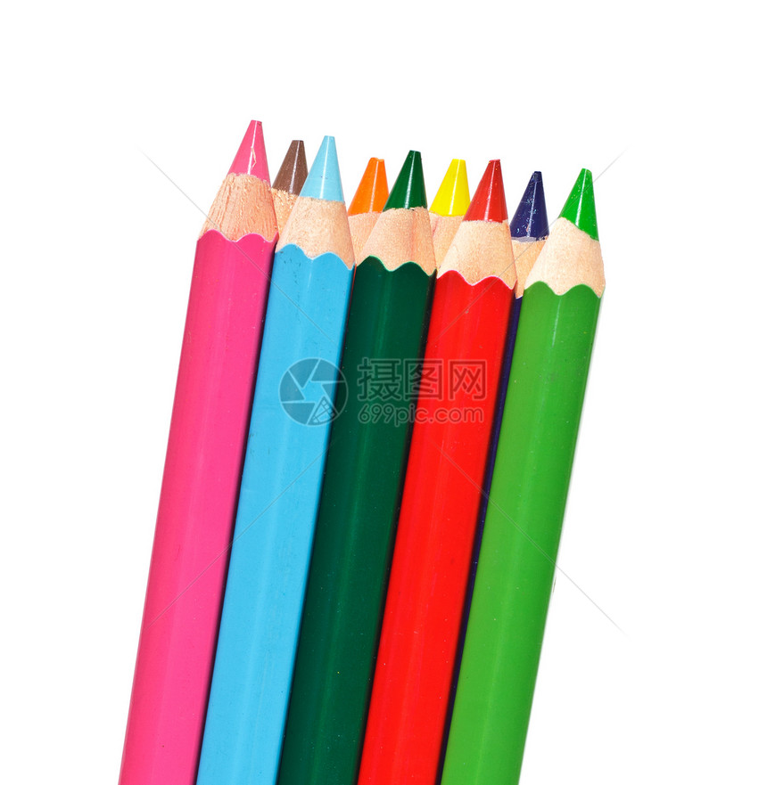一组彩色铅笔团体工艺白色橙子棕色艺术蓝色粉色紫色绿色图片