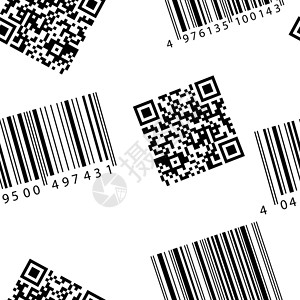 条码扫描器条码和qr码 无缝矢量壁纸扫描墙纸酒吧床单购物产品鉴别条纹店铺白色设计图片