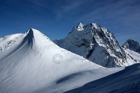 滑雪的猫蓝色的山峰高清图片