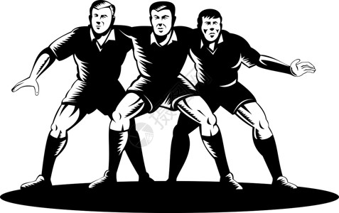 橄榄球队前方球员玩家男人木刻插图男性运动背景图片