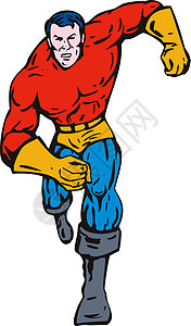 肌肉卡通卡通超级英雄跑拳击男人英雄卡通片插图冲孔跑步艺术品力量肌肉男性背景
