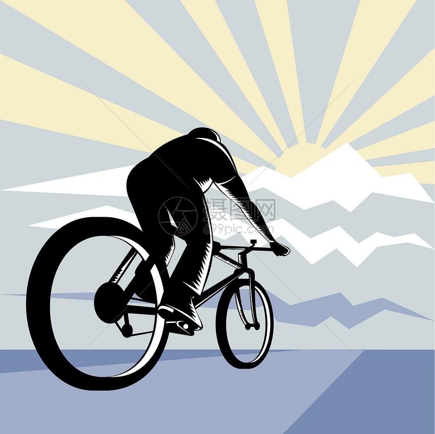 有山的骑自行车的人骑自行车插图男人赛车运动男性低角度图片