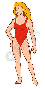 穿泳衣的女性身体女孩女士硬体泳装插图背景图片