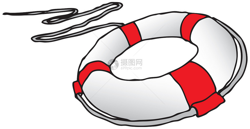 救生艇数字救援插图绘画帮助救生圈细绳工具图片