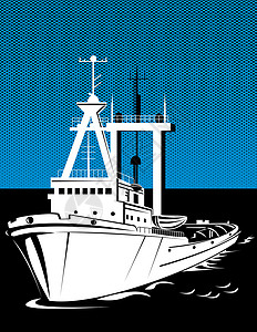 海上拖船船体插图运输血管海洋背景图片