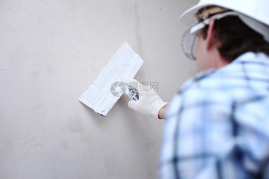 坐标对齐墙壁石膏地面修理装修建设者维修刀刃职业泥水匠火花图片