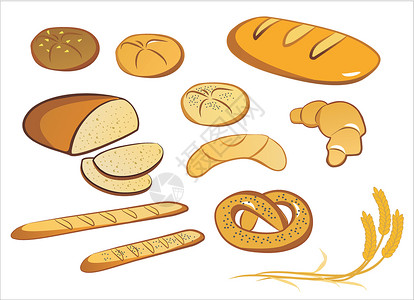 面包砖一套孤立的面包 面包 烤面包插画