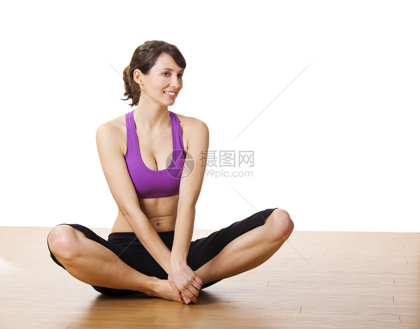 瑜瑜伽演习幸福运动身体姿势训练体操有氧运动快乐女士重量图片