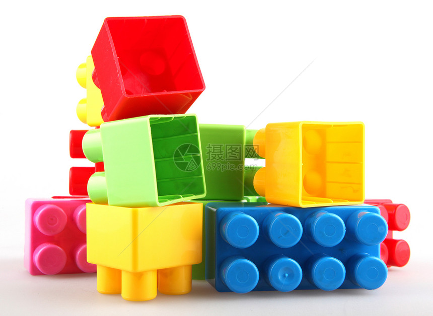 塑料构件乐趣团体学习积木玩具工作室黄色蓝色闲暇孩子图片