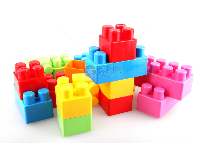 塑料构件白色积木孩子水平学习建筑玩具游戏红色立方体图片