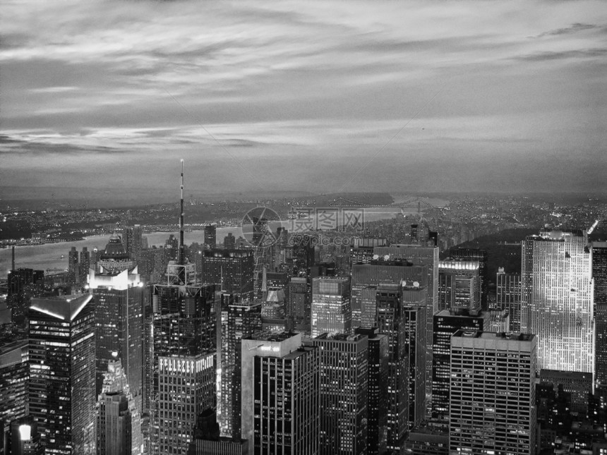 纽约市建筑图示纽约商业蓝色城市正方形旅行港口反射历史性建筑学日落图片