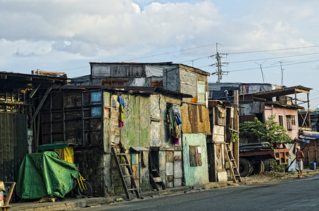 棚户区街道茅屋住所社区贫困背景图片