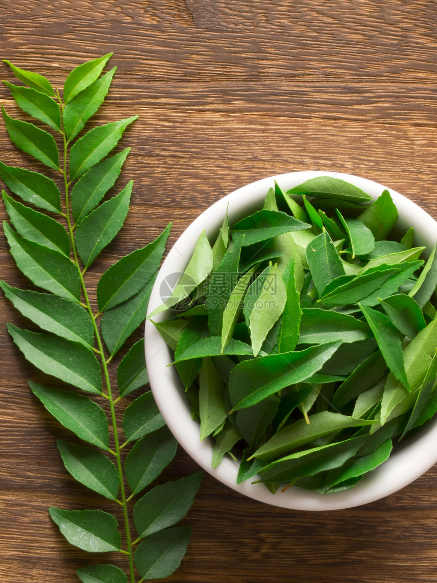 咖哩树叶美食树叶印楝食物烹饪草本植物草药香料芳香叶子图片