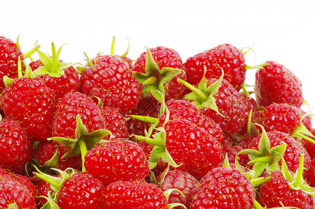 树莓草莓绿色甜点覆盆子白色活力叶子食物饮食水果养分高清图片