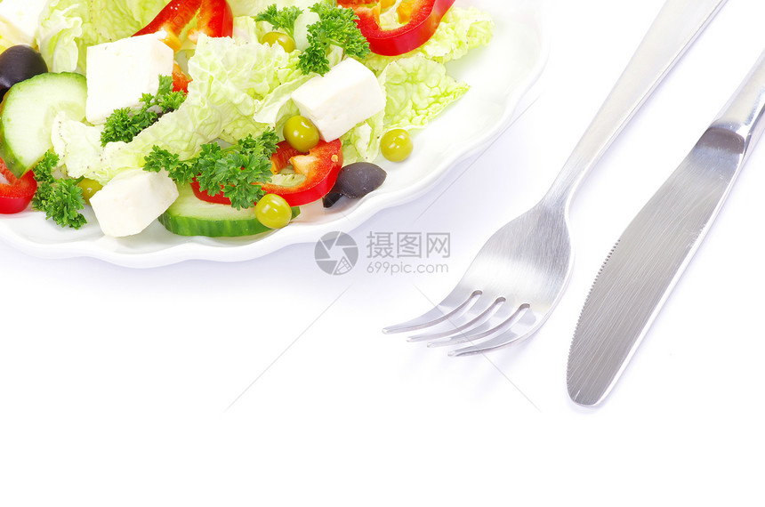 沙拉亚麻低脂肪饮食奶油桌子美食胡椒黄瓜白色蔬菜图片