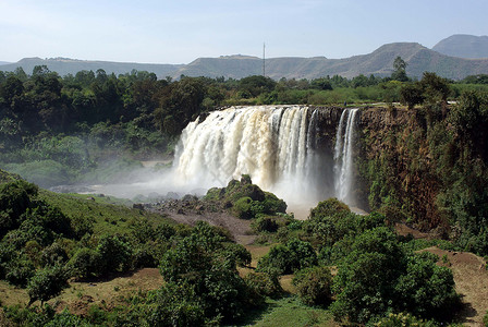 埃塞俄比亚水瀑落激流风景荒野森林背景图片