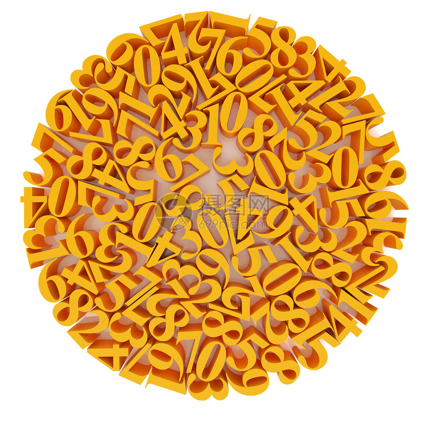 橙色数字组合白色橙子圆圈插图概念密码数学圆形代码图片
