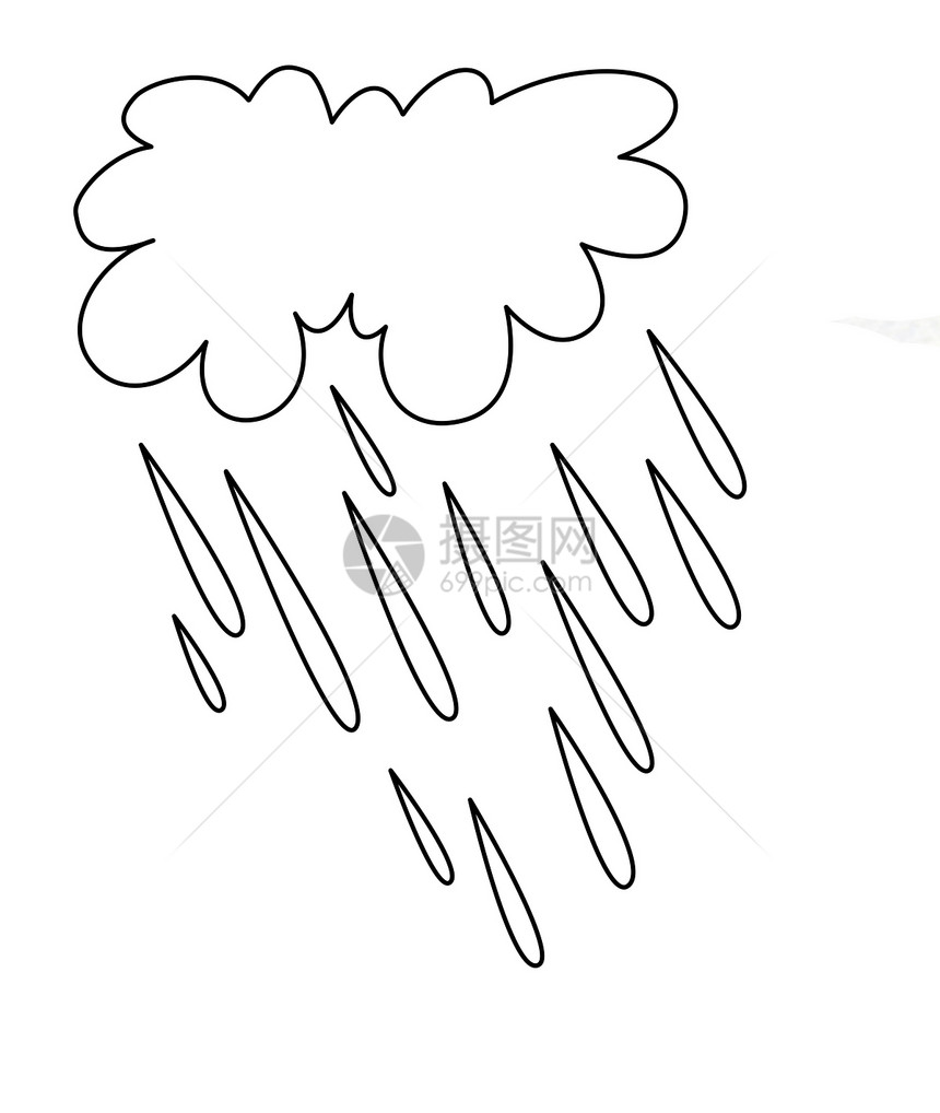 白色背景上的雨轮 矢量插图草图黑色多云天气夹子创造力绘画艺术品图片