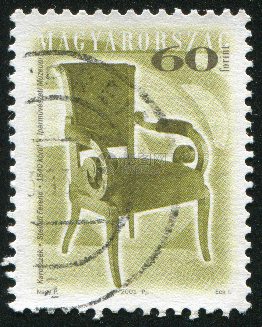 古董椅艺术座位邮戳工艺邮票椅子装饰家具木头明信片图片