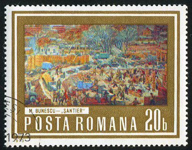 罗马集市建筑工地光束邮票海豹人群明信片车辆信封托盘房子木板背景