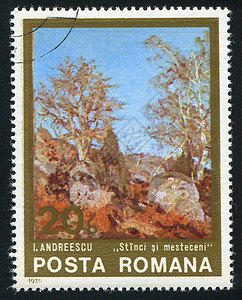 邮票罐岩石和圆环背景