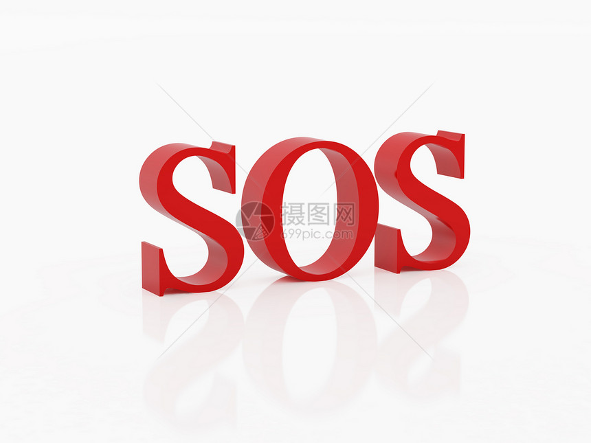 SOS 求救帮助红色白色标识渲染插图图片