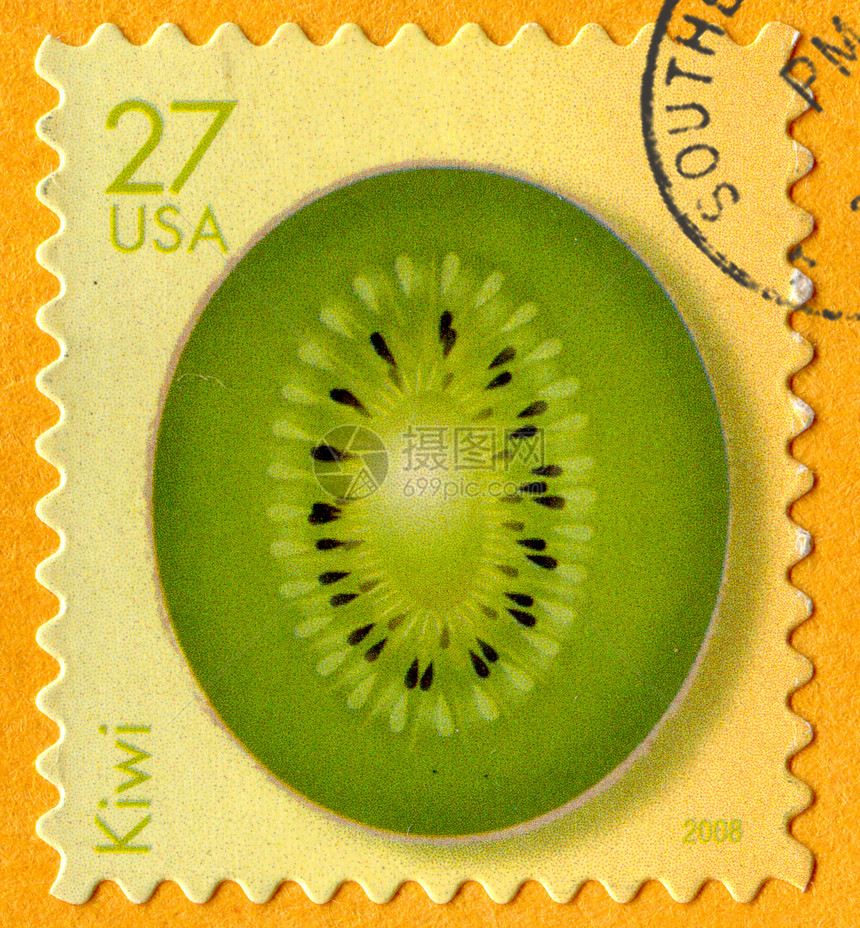 奇威叶子海豹奇异果圆圈历史性邮戳明信片收成营养水果图片