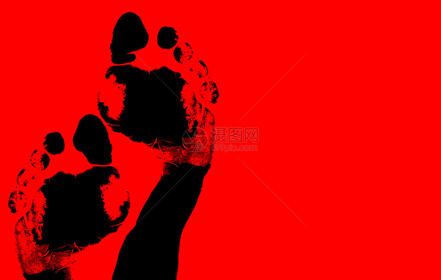 脚印墨水男人身体手指社区拇指素描印象插图文化图片