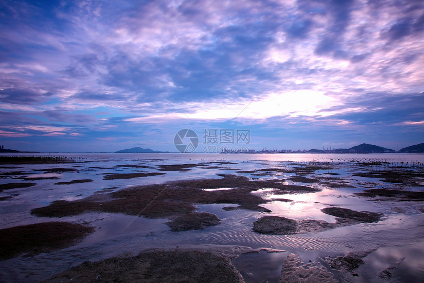 黄昏时 香港日落气候橙子天际日光太阳阳光海岸线晴天地平线天气图片