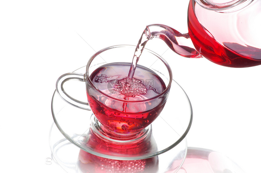 茶茶杯橙子红色一杯茶绿色概念玻璃杯子水平叶子液体图片